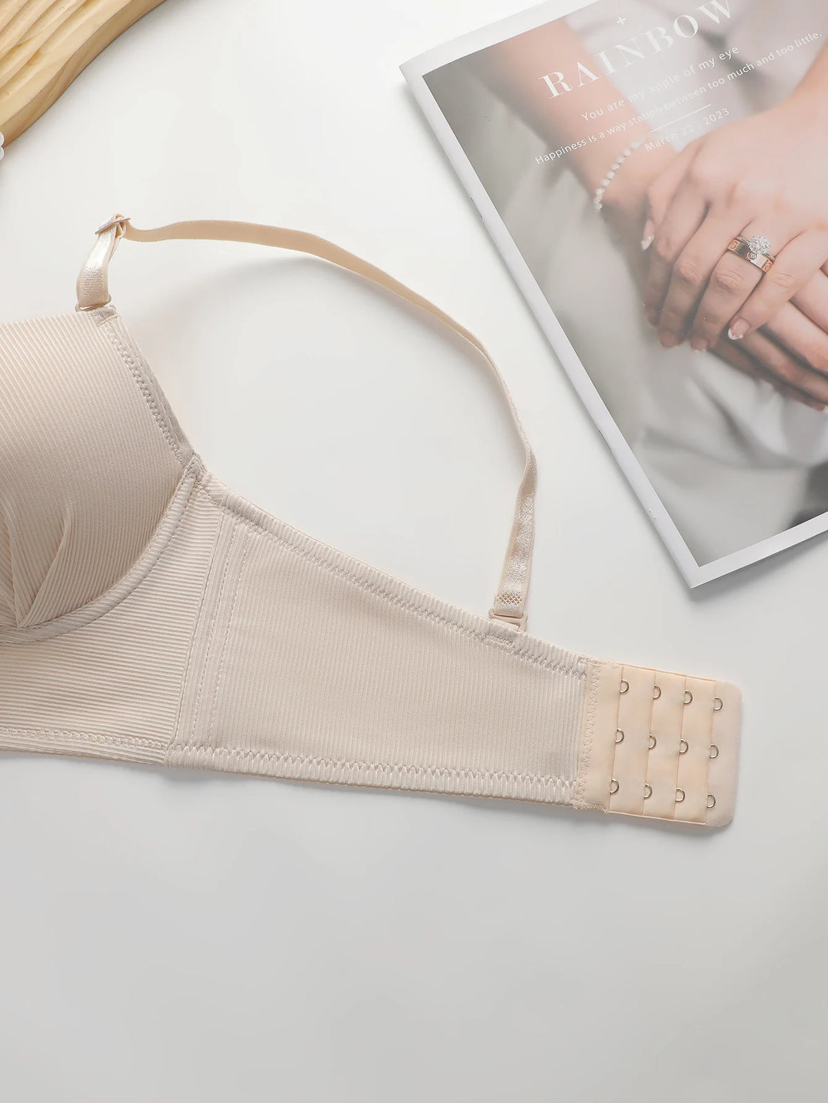 Women Ribbed Longline Push Up Bra Adjustable Thin Strap Side Support Anti Sag Brassiere Breathable Solid Daily Lingerie B6075