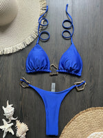 New Sexy Bikini Solid Color Lace-up Split Two-piece Swimsuit for Women