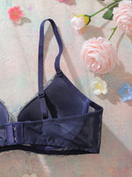 1Pcs Everyday Thin Cup Women's Bra Soft Knitted Push-Up Bra Floral Embroidery Spliced Breathable Lace Underwire Bra for Women