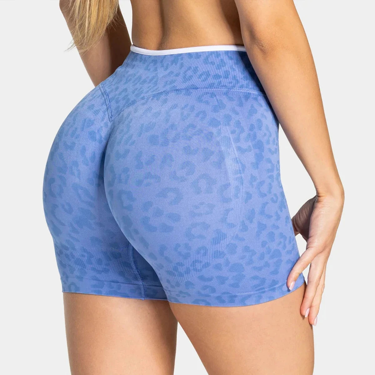 Women's Leopard Print Contrast Color Yoga Shorts | High Waist Gym Running Athletic Pants for Ladies