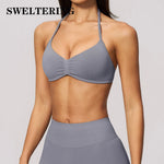 Women's Seamless Halter Yoga Bra Open Back Fitness Sport Underwear Shockproof Push-up Runnings Crop Top Female Workout Underwear