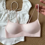 One-piece Seamless Wireless Square Neck Bra Women Adjustable Thin Strap Daily Brassiere Everyday No-Show Underwear S-XL