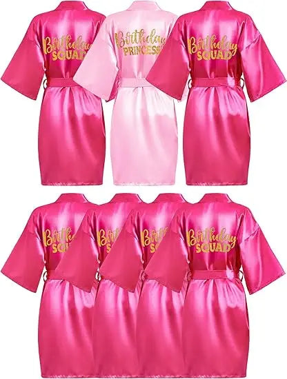 7 Pcs Birthday Squad Robe Birthday Princess Robe Spa Party Supplies Unicorn Slumber Pajamas for Girls