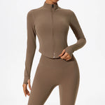 Hearuisavy Summer Ultra-Soft Fabrics Tight Sports Jackets Women Zipper Gym Yoga Clothes Female Quick-Dry Long Sleeve Sportswear