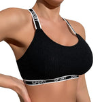 1pcs Letter Decor Sexy Women Ribbed Bras Breathable Comfortable Camisole Female Fashion Underwear Athletic Vest Sexy Lingerie