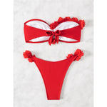 XS - L 3D Flowers Bandeau High Cut Bikini Women Swimwear Female Swimsuit Two-Pieces Bikini Set Bather Bathing Suit Swim V5961
