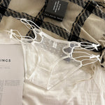 2026 Womens Briefs Sexy Love Mesh Transparent Low Waist Triangle Pants Thin Bow Knot Hollow Breathable Thongs Ruffled Panties