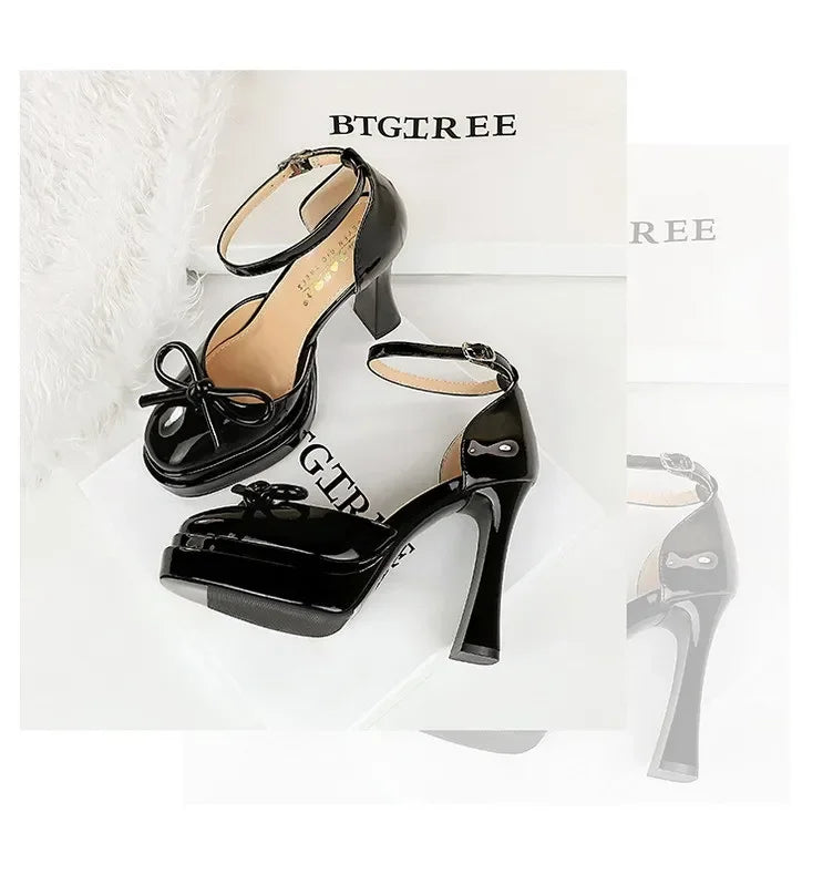 BIGTREE Model Catwalk Sequined Platform Pumps for Women Sexy Bowknot Party Nachtclub Stripper Heels Pole Dance Shoes Size 34-40