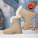 Winter Snow BootsWomen Waterproof Non-Slip Warm Northeast-Style Large Cotton Shoes, Ski , Fleece-Lined,High-Top Cotton Boots