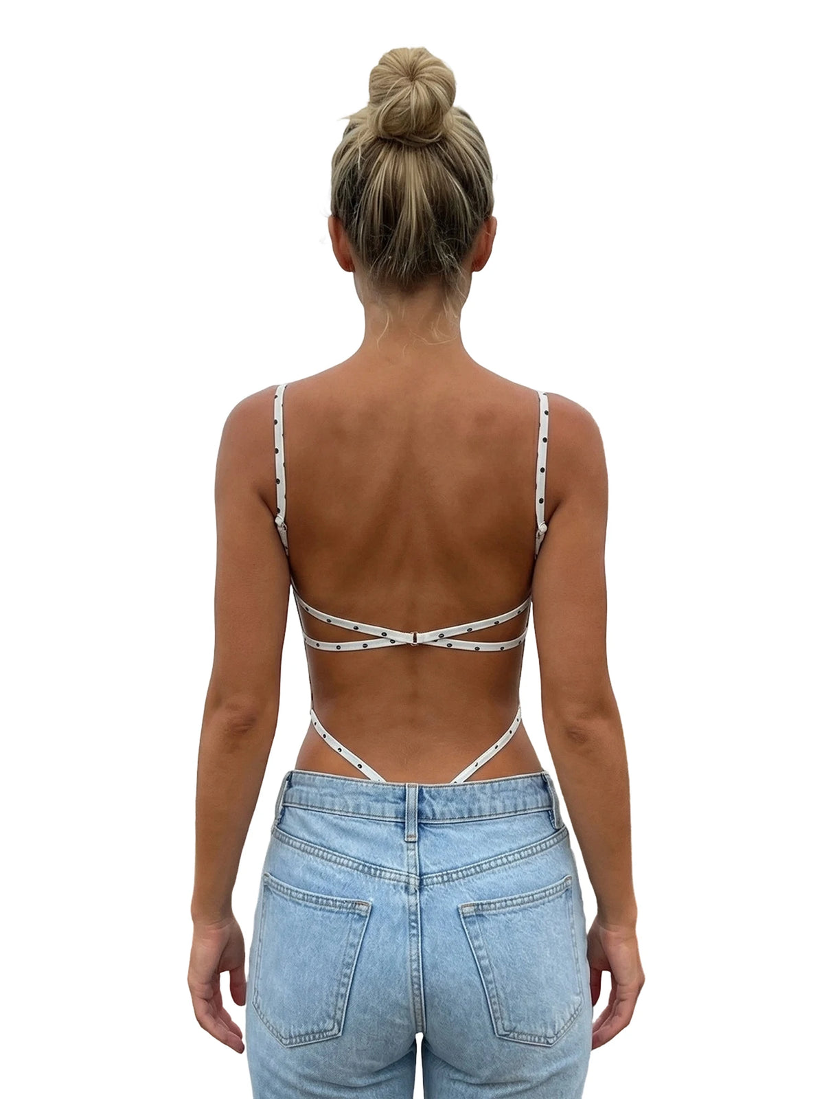 Summer Women's Tank Bodysuits Stylish Backless Sleeveless Spaghetti Strap Romper Out Going Club Sexy Body Top Shirts