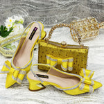 Doershow nice African Shoes And Bag Matching Set With gold Hot Selling Women Italian Shoes And Bag Set For Party Wedding21-4