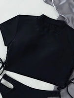High Neck Bikini 2026 Women Swimsuit Solid Drawstring Swimwear Female Beachwear Bathers Bathing Swimming Suit Summer