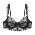 Logirlve Ultrathin Bra Transparent Brassiere Sexy Underwear Plus Size Cup Embroidery Women Lingerie Lace Bras Hollow out