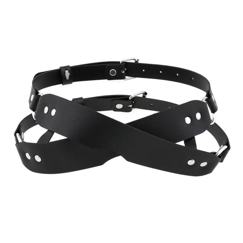 Cosplay Exotic Leather Mask Women Men Games Half Face Mask BDSM Bracelet Adjustable For Couples Bondage Set Adult Toys Supplies