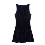 Foridol Bowknot Pleated Tank Short Dress for Women Sleeveless Casual Party Short Dress Female Casual Autumn Winter Dress