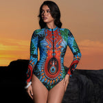 One Piece Sun Protection Swimwear 2026 Women Long Sleeved Print Swimsuit Female Sports Bathers Swimming Bodysuit Beach купальни