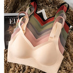 2Pcs/Set Women V-Neck Wireless Bra Smooth Invisible Mold Bralette One-Piece Seamless Support Bras Wide Strap Lingerie M-3XL