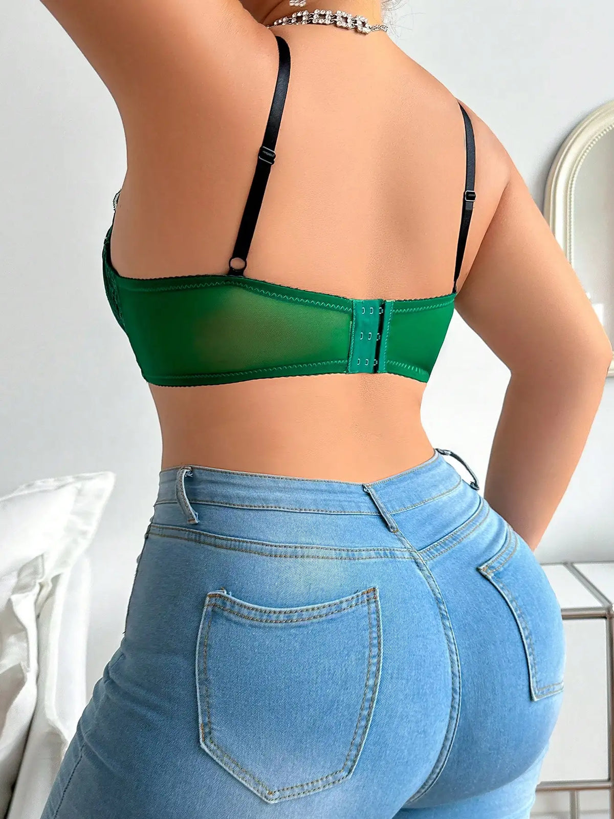 Women's Sexy Plus Size Underwear Half Cup Pull Together Solid Lace Design Suitable for Full Women XL-XXL MR2670