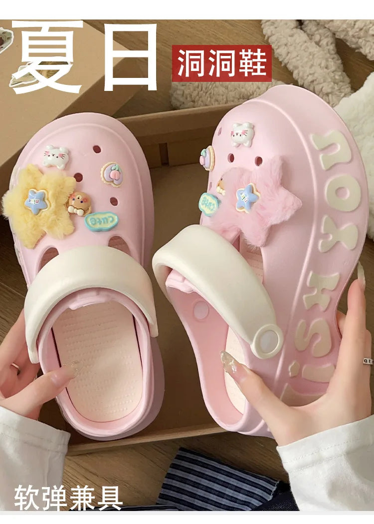 Clogs Thick-soled Slippers Women's Summer 2026 New Style Anti-slip Height-increasing Sandals and Slippers for Outdoor Wear