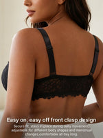 Women's C D E Cup Floral Lace Bra Side Gathering Close-Fitting Shaping Underwire Bra Thin Breathable Comfortable Bra