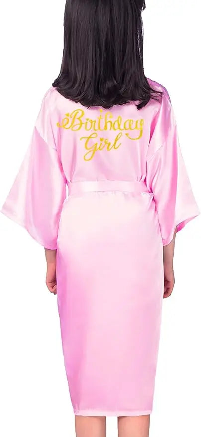 Birthday Squad Birthday Girl Princess Robe Spa Robes for Girls Party Satin Silk Kimono Robes Party Supplies