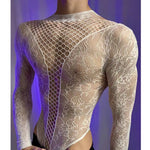 Summer Men's Mesh Tank Transparent Full Sleeves Round Neck T-shirt MenWomen Comfortable Breathable Bodysuit Trend Party Clothing