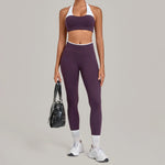 Women's Seamless Yoga Sets Sports Fitness Sleeveless Vest Hip-lifting Slim Fit Pants Suits Workout Gym Training Running Sets