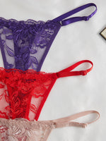 3-Pack Sexy Lace Women's Panties Adjustable Waistband Semi-Transparent Sexy Floral Lace Women's Sexy Lingerie Underwear