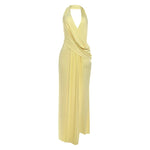 Temperament Halter Neck Party Dresses Women Sexy Deep V-neck Backless Package Hip Slit Dress Hot Girls Club Banquet Vestidos
