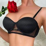 New sexy lace underwear women's thick cup with soft underwire push-up bra exquisite mesh breast cover