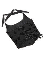 New black tube top hanging neck adjustable corset chest support gathered abdomen waist elastic palace corset.