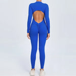 Hearuisavy Summer V Back Sports Jumpsuit Yoga Clothes Rompers Women Long Sleeveles Workout Bodysuits Backless One-piece Suit