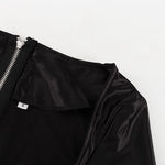FDYOUI Sexy Flare Sleeve Super-short Zipper Tops+Pleated Skirts 2 Piece Set Women Patchwork Black Ball Gown Evening Party Dress