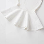 Women's Fashion Casual Sleeveless Half-High Collar Short Skirt Hem Top White Sleeved Peplum Top High Neck Slim Fit Casual KUAT