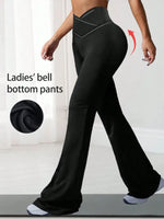 Criss Cross Stretch Flare Pants Minimalist High Waist Commute Yoga Trousers Sexy Casual Sports Leggings For Womens Slim Figures
