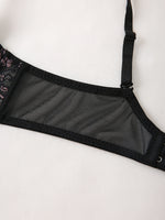 Floral Lace Push Up Women Bra Sexy Deep V Breathable Mesh Everyday Lingerie Thin Cup Adjustable Straps Underwire Bra