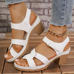 Cross Band High Heels Sandals for Women Summer Plus Size Thick Heeled Casual Sandles Woman Lightweight Non Slip Platform Sandals