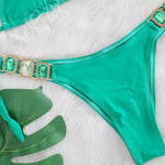 Sexy Rhinestone Bikini Set Women 2026 Luxury Pink Crystal Diamond Push Up Bandage Thong Swimsuit Beach Bathing Suit Swimwear