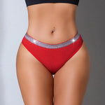 Low-rise Shiny Sexy Women's Panties Hollow Out Ribbed Lady Briefs Breathable Sexy Lingerie Heart Decor Elegant Female Underwear