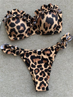 Sexy Animal Print Leopard Bikini Push Up Swimsuit Women Bikinis Sets 2026 Brazilian Bathing Suit Bandeau Beach Thong Swimwear