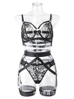 Sexy Lace Mesh Transparent Flower Embroidery Bikini Backless Deep V Suspenders Sleeveless Bikini Charming Elegant Thin Hot AVF7