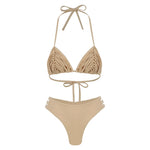 New Bandage Stripes Brazilian Bikini Swimwear Women's Swimsuit Two Piece Set Female Sexy Lace up Mujer Beachwear Summer