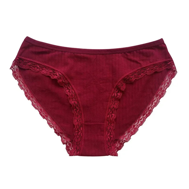 3Pcs/Set Women Lace Briefs Female Underpants Solid Color Pantys M-XL Soft Underwear Sexy Lingerie Intimates Cotton Panties