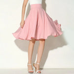 Women Skirt Elastic High Waist A-Line Style Skirt Solid Color Large Hem Skater Skirt Bohemia Style Skirts Women's skirt