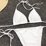 New Sexy Neon Pink Brazilian Bikini Women Swimwear Halter Swimsuit Female Two-Pieces Bikini Set Bather Bathing Suit Swim V1312