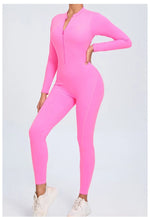 Women's Seamless Yoga Bodysuit Long Sleeve Zipper & Back Cutout Naked Feeling Quick-Dry Running Fitness Workout Jumpsuit