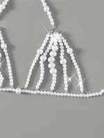 Luxury Pearls Chain Fringe Tassel Bikini Bottom Swim Brief Women Swimwear Female Bather Brazilian Tanga Panties Underwear