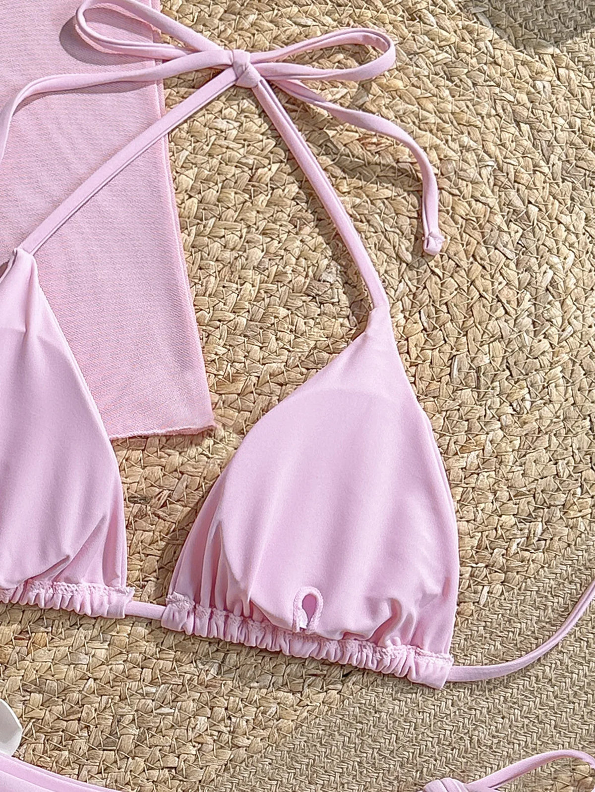 Vintage 3D Flower Thong Bikini Set 2026 Women Summer Fruit Print Cover Up 3 Piece Swimwear Push Up Bra Bathing Suit Swimsuit