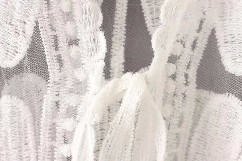DEKA New Beach Cover-up Swimsuit Lace Hollow Crochet Beach Bikini Cover Up 3/4 Sleeve Women Top Swimwear Beach Dress Tunic Shirt