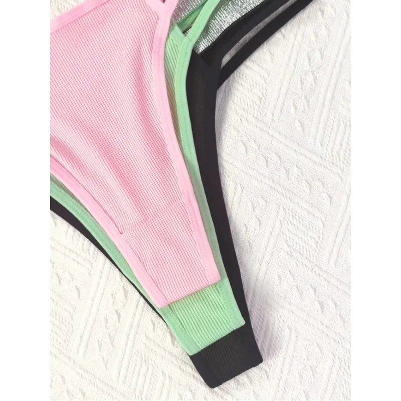 1pcs Low Waist Sexy Women G-string Charming Party Sexy Lingerie Ribbed Lady Thongs Breathable Comfortable Panty Female Underwear